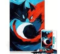 Puzzle Yin Yang Chats Adolescents 1000 Pièces Jeu de Mémoire Amusant Composants Robustes et découpés avec précision Jeu de Voyage Portable et Pratique (38x52cm)
