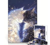 Puzzle Yin Yang Chats et Étoiles pour Adultes 1000 Pièces Améliore la Mémoire Temps de Détente Agréable Découpe de Précision Cadeau Spécial (38x52cm)