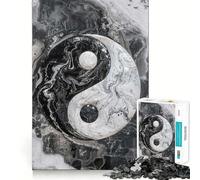 Puzzle Yin Yang en marbre 1000 pièces,Jeu de mémoire de qualité supérieure découpé au Laser,activité captivante pour des soirées tranquilles (38x52cm)