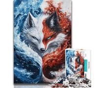 Puzzle Yin Yang Fox 1000 pièces pour Adultes et Adolescents, Jeu de Quiz, décoration Murale, Cadeaux d'anniversaire et de Noël Uniques 38x26cm