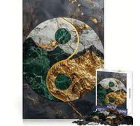 Puzzle Yin Yang Kintsugi Harmonie 1000 pièces pour Adolescents Développement cérébral Détente, Nettoyage et Assemblage faciles Cadeau de Noël Chaleureux (38x26cm)