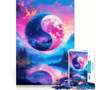 Puzzle Yin Yang Paysage Lunaire pour Adolescents 1000 Pièces Jeu de Réflexion Amusant Connexion Simple et Fluide Passer des Heures Libre (50x75cm)