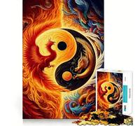 Puzzle Yin Yang Phénix et Dragon 1000 pièces pour Adultes,Jeu Stimulant l'esprit,découpe Laser pour Un Assemblage Parfait,activité Amusante en Famille (50x75cm)