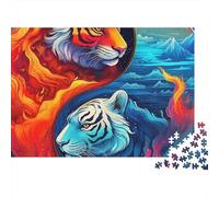 Puzzle Yin-Yang,Symbole de l'harmonie Animale,1000 pièces,Carton Robuste,idéal pour Les Voyages,Les séjours à la Maison ou en Groupe(Famille,Adultes,Adolescents,Couples),38x26cm.