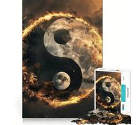 Puzzle Yin Yang Symbole de Paix pour Adolescents 1000 Pièces Jeu de Découpe Laser pour Un Ajustement Parfait Exercice Mental Calme à la Maison (38x26cm)