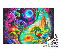 Puzzle Yin-Yang,Symbole d'harmonie tourbillonnante,1000 pièces,Carton épais et Robuste,encadrable,idéal Les Voyages,Les séjours à la Maison ou en Famille,Adultes,Adolescents et,38x26cm/1000 pièces