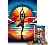 Puzzle Yoga Coucher de Soleil Pop Art 1000 pièces pour Adolescents Clarté mentale, détente et Amusement Cadeau saisonnier idéal (50x75cm)