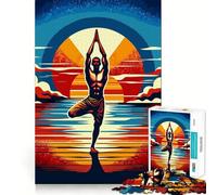 Puzzle Yoga Coucher de Soleil Pop Art pour Adultes 1000 pièces Stimule la Concentration Jeu Amusant Taille Uniforme Pièces précises Activité de Partage pour Les Proches (38x26cm)