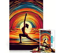Puzzle Yoga Pop Art Coucher de Soleil 1000 pièces Jeu de réflexion Amusant et Stimulant pour la Concentration Technologie de découpe Laser avancée Idéal pour Les Voyages (50x75cm)