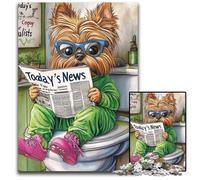 Puzzle Yorkshire Terrier « Aller aux Toilettes » 1 000 pièces. Puzzle Impossible pour Adultes,idéal pour Les Adolescents et Les collectionneurs,Cadeau de Voyage,activité familiale 26x38cm