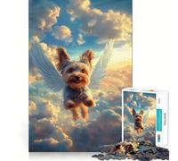 Puzzle Yorkshire Terrier aux Ailes d'ange pour Adultes,1000 pièces,pour stimuler la Concentration et créer des Liens (38x26cm)