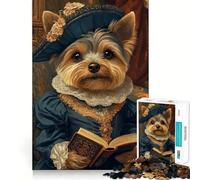 Puzzle Yorkshire Terrier en Tenue Royale 1000 pièces Jeu de réflexion Amusant et Stimulant pour la Concentration Technologie de découpe Laser avancée Idéal pour Les Voyages (50x75cm)