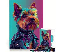 Puzzle Yorkshire Terrier Punk 1000 pièces pour Adultes Jeu de mémoire Amusant Découpe Experte Activité relaxante en Groupe à l'intérieur (38x52cm)