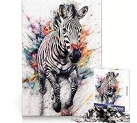 Puzzle zèbre Abstrait Aquarelle 1000 pièces pour Adolescents, Stimulation Cognitive, Loisirs calmes, Assemblage précis, Cadeau de Noël (38x52cm)