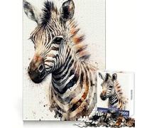 Puzzle zèbre Abstrait Aquarelle 1000 pièces pour Adultes, Stimulation Cognitive, évasion paisible, découpe Nette, Cadeau saisonnier (38x52cm)