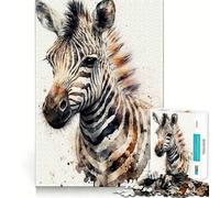 Puzzle zèbre Abstrait Aquarelle pour Adultes,1000 pièces,Jeu de mémoire,découpage de Haute précision,activité Manuelle Calme,Exercice Mental à Faire à la Maison (38x26cm)