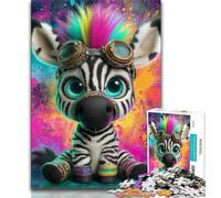 Puzzle zèbre Arc-en-Ciel 1000 pièces pour Adolescents, Jeu Familial Anti-Stress, défi Difficile, Cadeaux pour Amis et Famille (75x50cm)