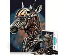 Puzzle zèbre Astronaute pour Adultes,1000 pièces,Jeu de mémoire et de Concentration,Format Compact,sans Espace,idéal pour des Moments de Jeu en Famille (50x75cm)