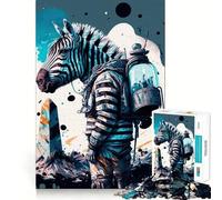 Puzzle zèbre Astronaute pour Adultes,1000 pièces,Jeu de réflexion et d'exercice,sans Espace,Ajustement Parfait,activité de Partage pour Les Proches (38x52cm)
