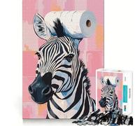Puzzle zèbre avec Chapeau en Papier Toilette pour Adultes,1000 pièces,Jeu de réflexion et d'adresse,découpe de Haute précision,défi divertissant pour Les Loisirs (50x75cm)