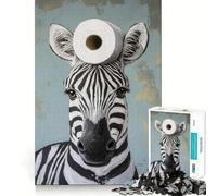 Puzzle zèbre avec Papier Toilette pour Adultes,1000 pièces,Jeu cognitif,Assemblage précis sans espaces,activité apaisante pour la Pause mentale (50x75cm)