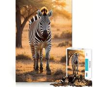 Puzzle Zèbre dans la Savane pour Adultes,1000 pièces,Jeu de réflexion et d'adresse,découpe de Haute précision,défi divertissant pour Les Loisirs (38x26cm)