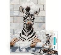 Puzzle Zèbre dans Un Bain moussant pour Adultes 1000 pièces Jeu Stimulant l'esprit Découpe Nette,alignement Parfait Activité de Partage pour Les Proches (38x52cm)