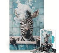 Puzzle Zèbre dans Un Bain moussant pour Adultes,1000 pièces,Jeu Stimulant l'esprit,pièces précises et sans Couture,activité relaxante à Faire en Groupe à l'intérieur (50x75cm)