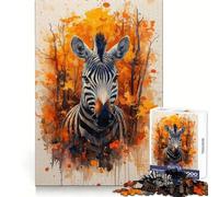 Puzzle Zèbre d'automne pour Adolescents, 1000 pièces, Casse-tête apaisant, Passe-Temps Solide, Cadeau attentionné (50x75cm)