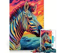 Puzzle Zèbre des Hautes Terres Vibrant pour Adultes,1000 Pièces,Jeu de Stimulation Cérébrale,Taille Uniforme,Pièces Précises, pour Les Voyages (38x52cm)