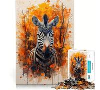 Puzzle Zèbre en Automne 1000 pièces pour Adultes Jeu de mémoire Stimulant Qualité Professionnelle Activité de découpage chaleureuse et conviviale (38x26cm)