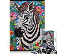 Puzzle zèbre en vitrail de 1000 pièces pour Adultes, Jeu d'esprit Amusant et décontracté, découpe de précision, Cadeau Artistique 50x75cm