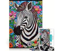 Puzzle zèbre en vitrail de 1000 pièces pour Adultes, Jeu d'esprit Amusant et décontracté, découpe de précision, Cadeau Artistique 50x75cm