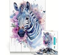 Puzzle Zèbre et Fleurs pour Adultes 1000 Pièces Stimule la Concentration Jeu Amusant Taille Uniforme Pièces précises Activité de Partage pour Les Proches (38x26cm)