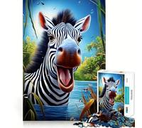Puzzle zèbre Journée Safari Joyeuse pour Adultes,1000 pièces,Jeu Stimulant l'esprit,découpe Laser de qualité supérieure,activité relaxante en Groupe à l'intérieur (38x26cm)