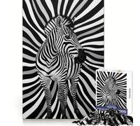 Puzzle zèbre Noir et Blanc, 1000 pièces, pour Adultes Un Puzzle Difficile Qui stimule la mémoire et Offre Un Moment de détente Bords Nets Un Cadeau Original (38x26cm)