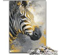 Puzzle zèbre Noir et Or 1000 pièces pour Adolescents, activité familiale avec Affiche et fiche de Questions-réponses (à partir de 14 Ans) (50x75cm)