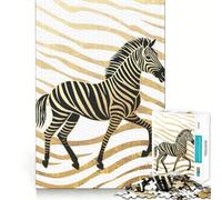 Puzzle zèbre Noir et Or 1000 pièces pour Adultes Jeu de réflexion Découpe de précision Bords Lisses Activité relaxante en Groupe à l'intérieur (50x75cm)