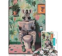 Puzzle zèbre sur Les Toilettes pour Adultes et Adolescents, 1000 pièces, Aide Le Cerveau à exercer des Jouets addictifs pour cultiver la Patience et l'interaction Parent-Enfant (38x26cm)
