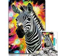 Puzzle zèbres colorés 1000 pièces pour Adolescents et Adultes, Jeu Familial Anti-Stress, défi Difficile, Cadeaux pour Amis et Famille 50x75cm