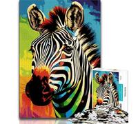 Puzzle zèbres colorés 1000 pièces pour Adultes et Adolescents, Aide Le Cerveau à exercer des Jouets addictifs pour cultiver la Patience, Convient aux Couples 38x52cm