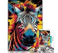 Puzzle zèbres colorés 1000 pièces pour Adultes et Adolescents, Anti-Stress, défi Difficile, renforce l'amour Entre Couples 38x26cm