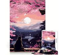 Puzzle Zen Cat Ukiyoe Pixel Art pour Adultes 1000 pièces Souvenirs et détente Assemblage Ferme Cadeau mémorable (38x52cm)