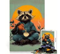 Puzzle Zen Cérémonie du Thé du Raton Laveur pour Adolescents 1000 Pièces Stimulant l'espace Détente Bords Lisse Cadeau de Noël Idéal (38x52cm)