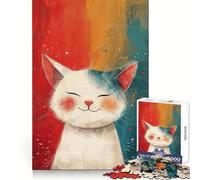 Puzzle Zen Chat Méditation 1000 Pièces pour Adolescents Entraînement de la Pensée Plaisir Facile Découpe Uniforme Cadeau de Noël Chic (38x52cm)