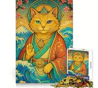 Puzzle Zen Chat Paysage Japonais 1000 Pièces pour Adultes Entraînement à la Concentration et au Stress Jeu Amusant et créatif Assemblage serré (50x75cm)