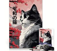 Puzzle Zen de 1000 pièces représentant Un Chat en Kimono Japonais,idéal pour Les Adolescents Exercice Mental,détente et Divertissement (50x75cm)