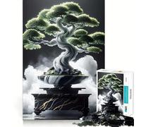 Puzzle Zen en marbre représentant Un bonsaï,1000 pièces,Jeu de mémoire,découpe Laser de qualité supérieure,activité relaxante pour des soirées paisibles (38x52cm)