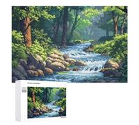 Puzzle Zen Forest River Pixel Art, 1000 PCS, Activité Créative À La Maison, pour Un Divertissement sans Écran en Famille, À La Maison