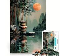 Puzzle Zen Garden Lune 1000 pièces Jeu Stimulant Le Cerveau Ajustement Parfait Divertissement d'intérieur Confortable pour Tous (50x75cm)